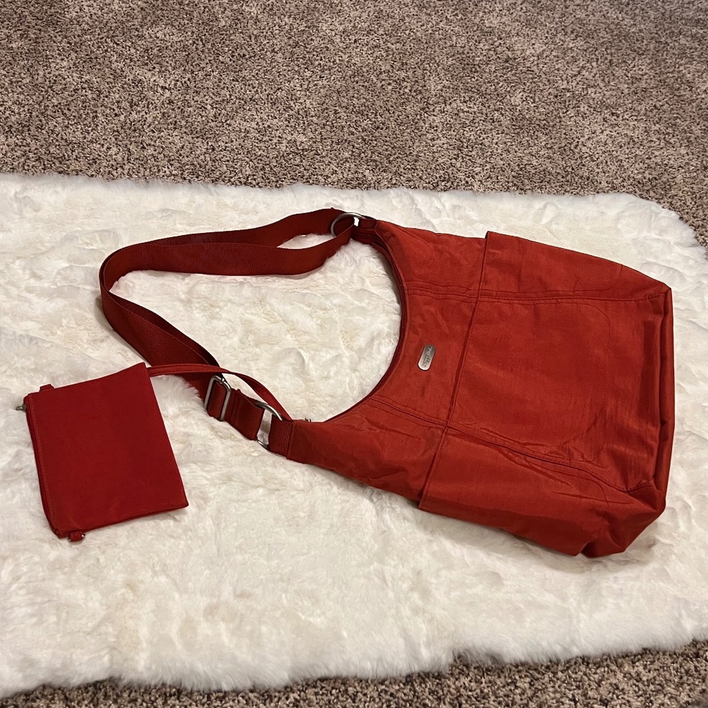 Baggallini Red Crossbody Tote with Matching Pouch